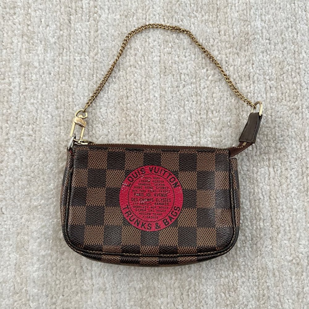 LV Louis Vuitton Damier Ebene Trunks and Bags Mini Pochette Accessoires
